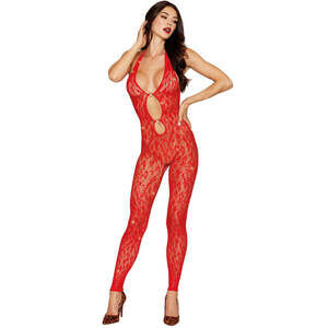 Dreamgirl - Rhinestone Bodystocking Dmnd - Poinsettia